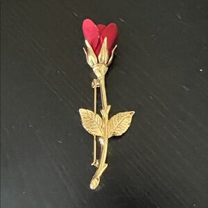 Red Rose Gold Brooch